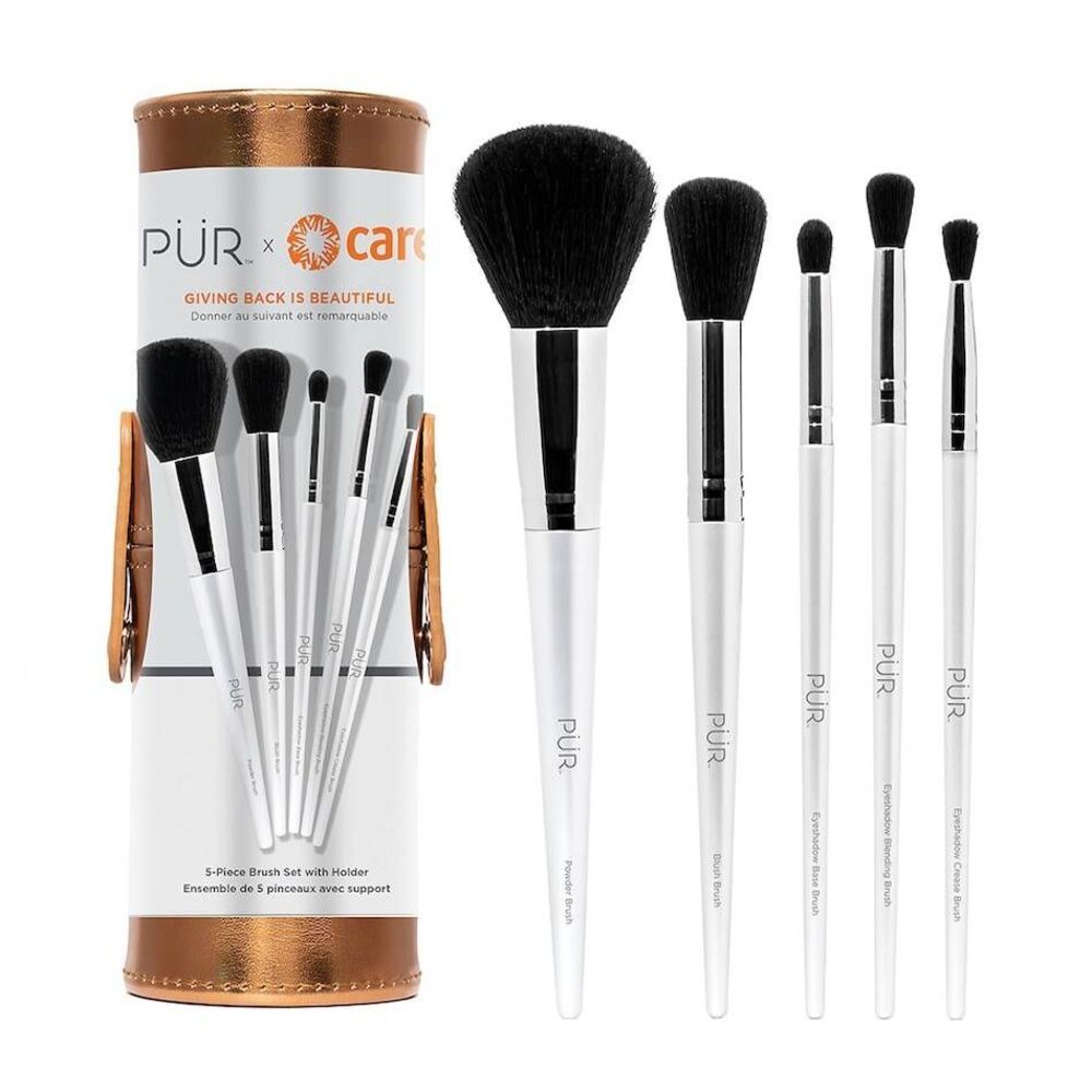 PÜR X Care.Org 5-Piece Cruelty Free Brush Set With Holder